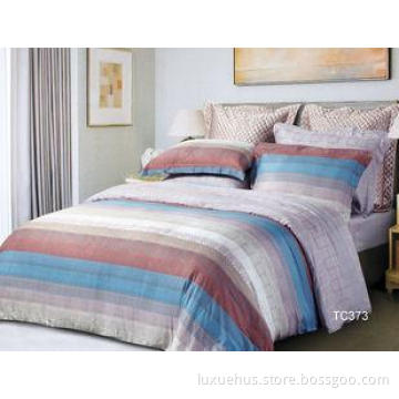 Neutral Stripe Tencel Lyocell Bedding Linens Reactive Print